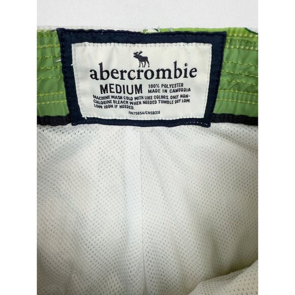 ABERCROMBIE Hawaiian Cargo Lined Board Shorts Size M Mens Green/White - Picture 5 of 8